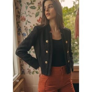 NWT White House Black Market Women's Crop Luxe Stretch Blazer Jacket Black Sz 2